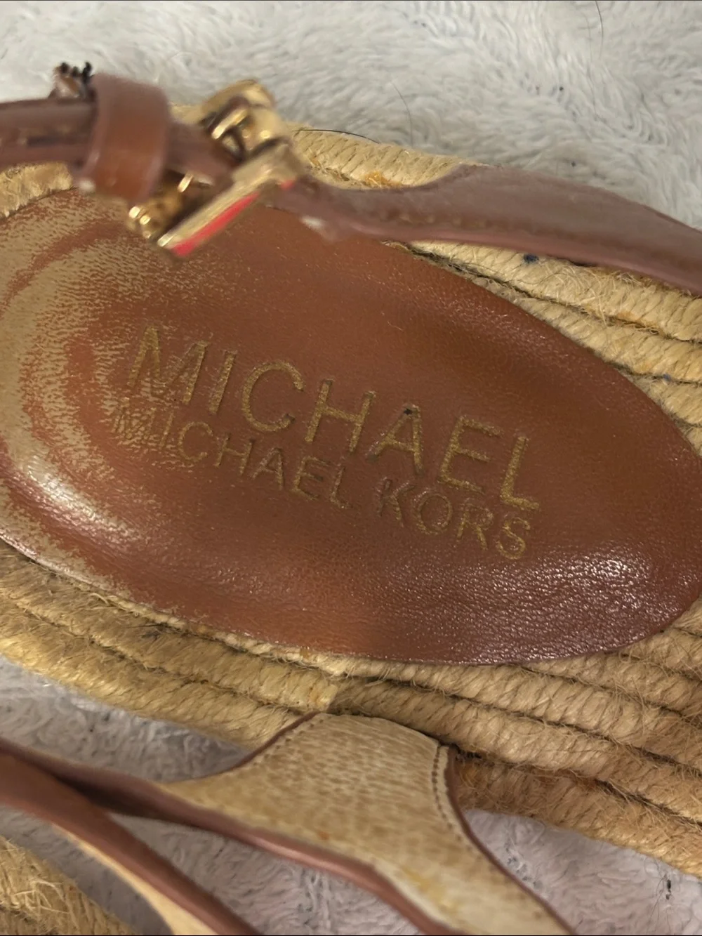 Michael Kors Bright Pink T-Strap Espadrille Sandals Women’s Size 6.5M